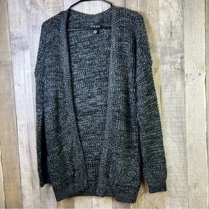 Poof New York Oversized Variegated Large Gray/Black Crochet Style Cardig…